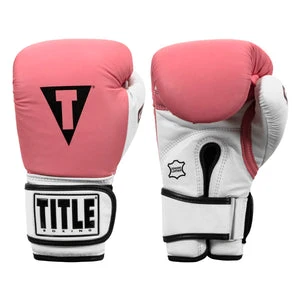 TITLE Boxing Gel World Bag All-leather 16oz Boxing Gloves (Pink)