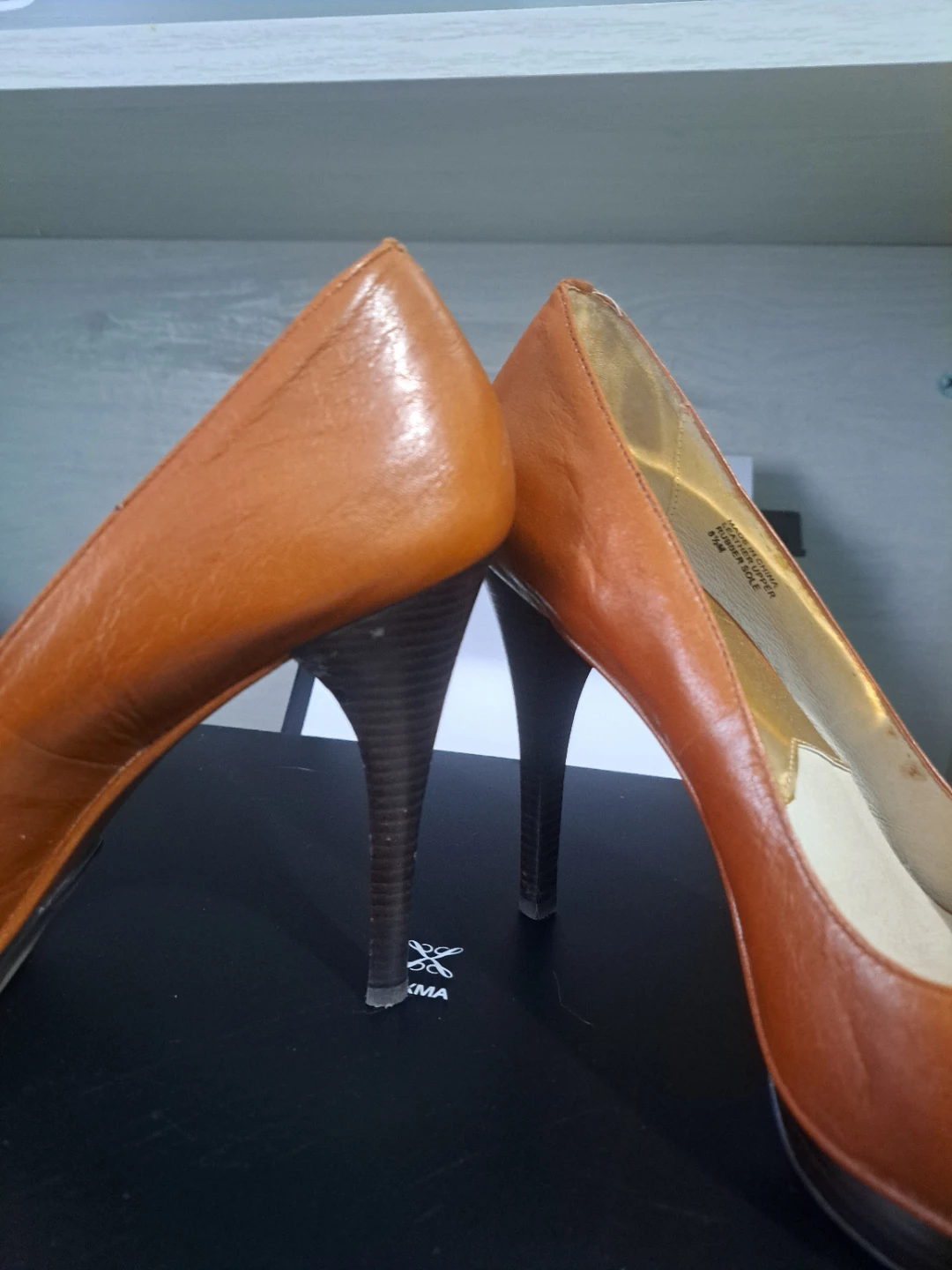 Michael Kors Brown Leather Peep-Toe Heels - Size 8.5M - photo 2