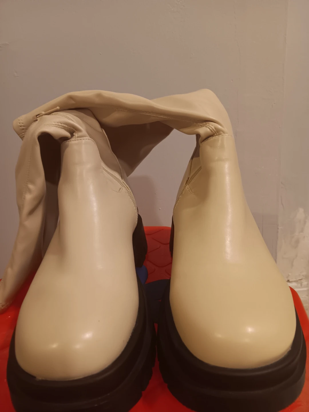 Beige Knee-High Chunky Sole Boots - photo 3