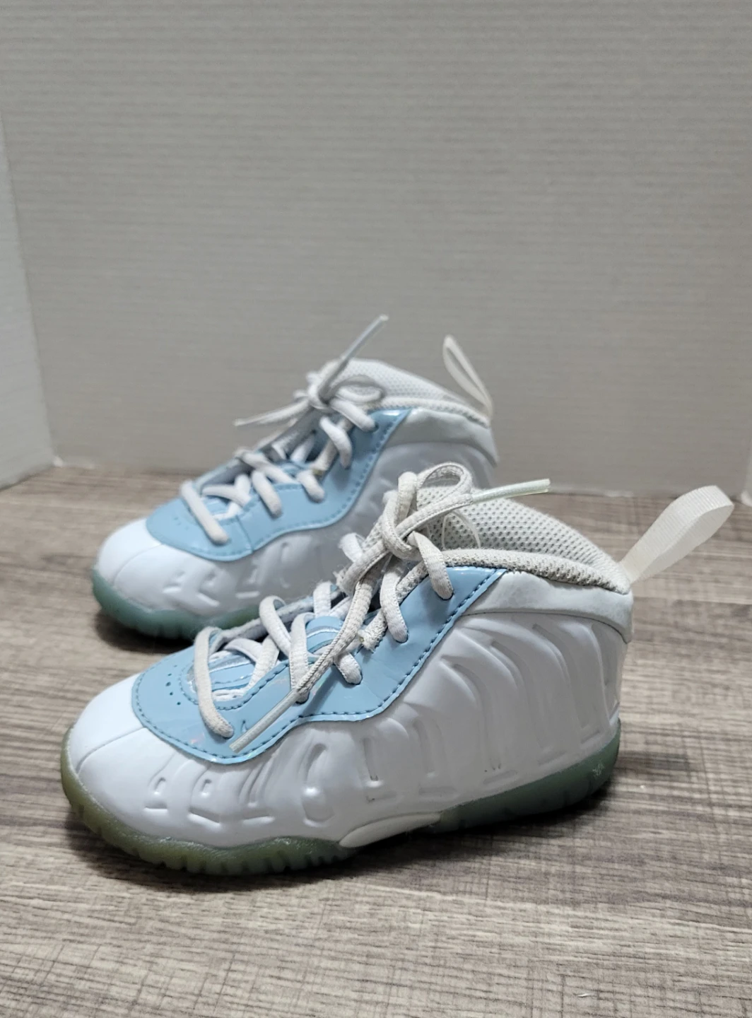 Nike Little Posite One Toddler Shoes 6C White/Light Blue