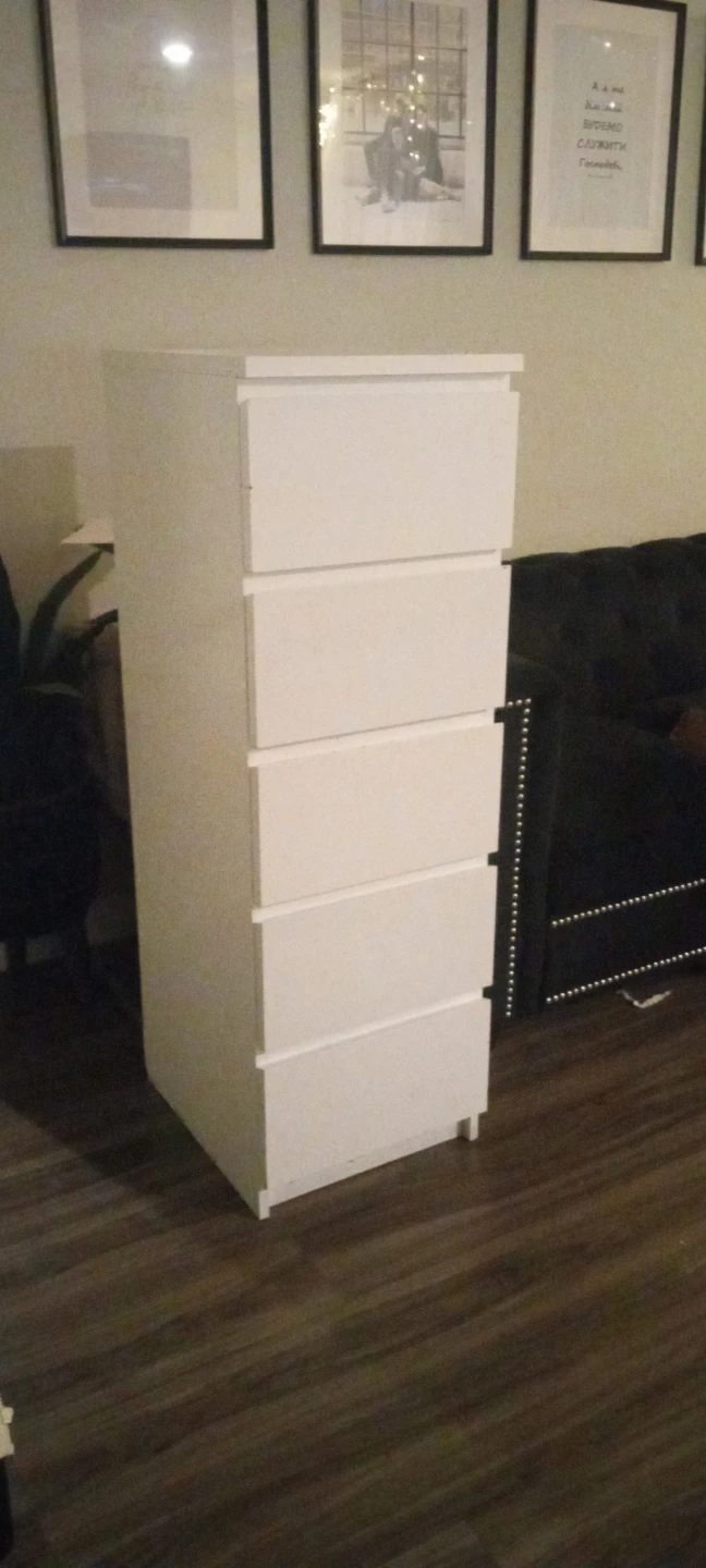 White 5-Drawer Dresser the drawers are gliding out