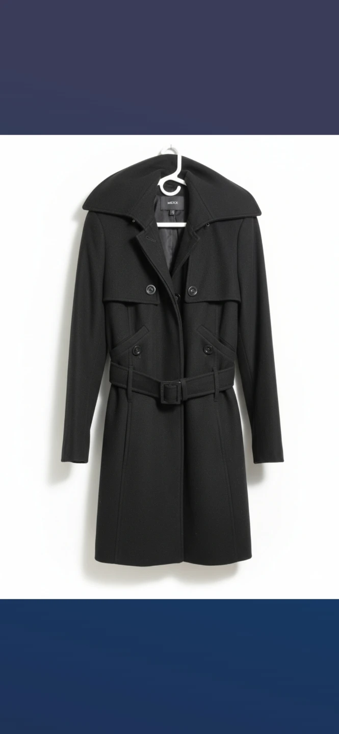 Mexx Black Wool Blend Trench Coat - photo 4