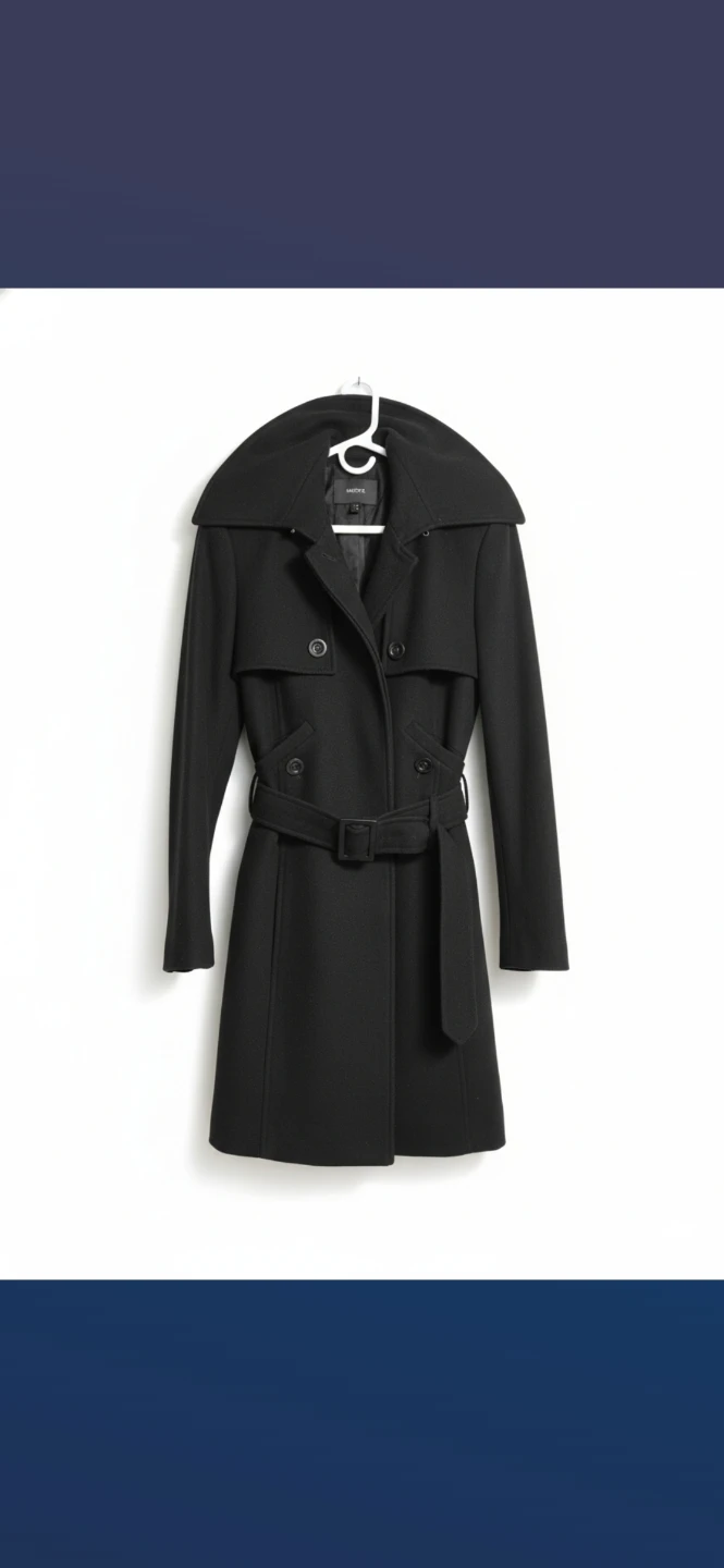 Mexx Black Wool Blend Trench Coat - photo 5