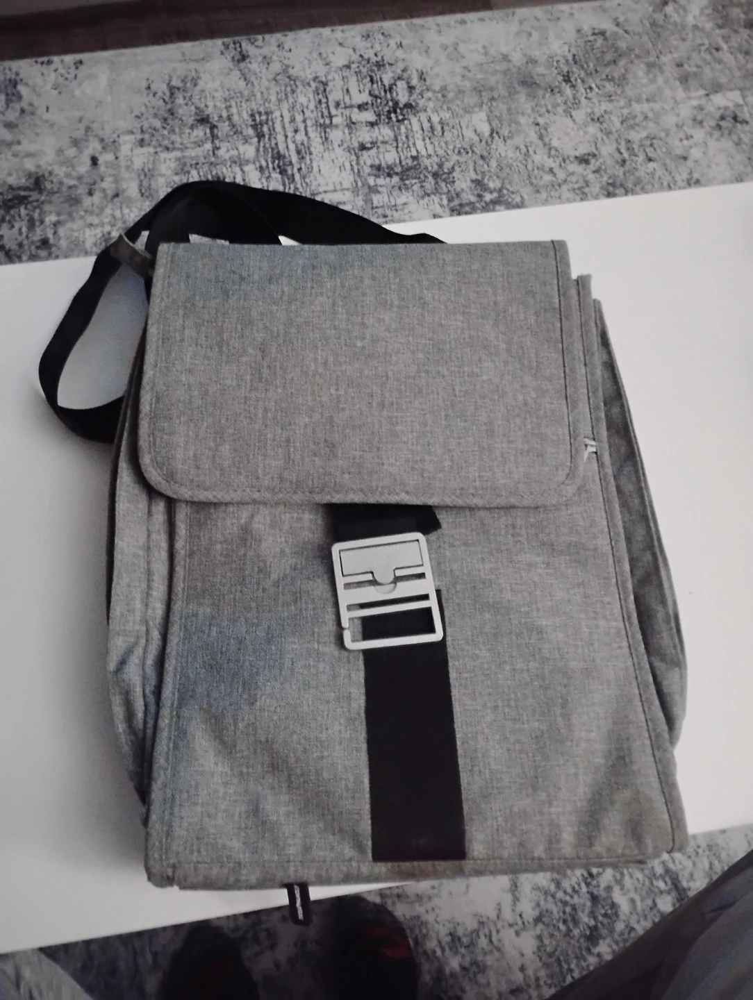 Grey Messenger Bag with Pouch