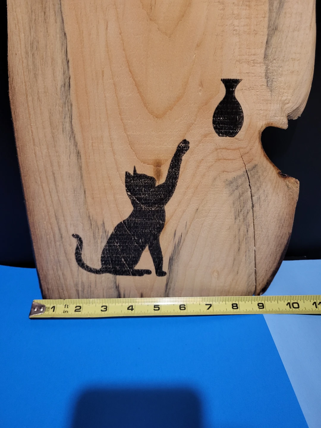 Whimsical Rustic Wooden Void or Black Cat and Vase Decor - photo 2