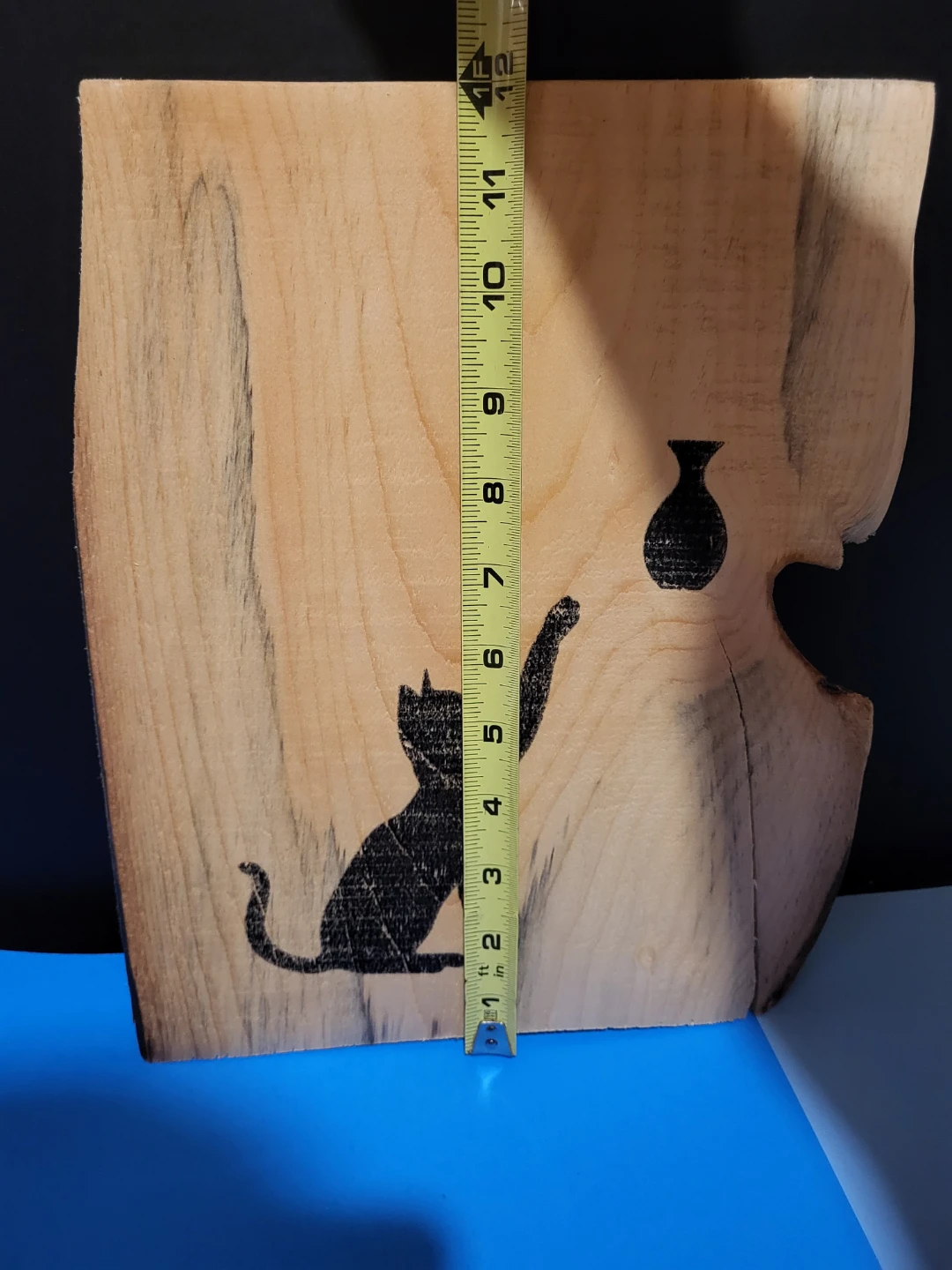 Whimsical Rustic Wooden Void or Black Cat and Vase Decor - photo 3