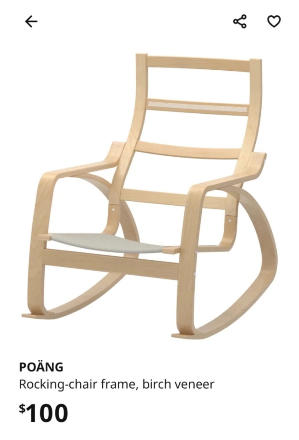 IKEA POÄNG Rocking Chair with Dark Gray Cushion - photo 3