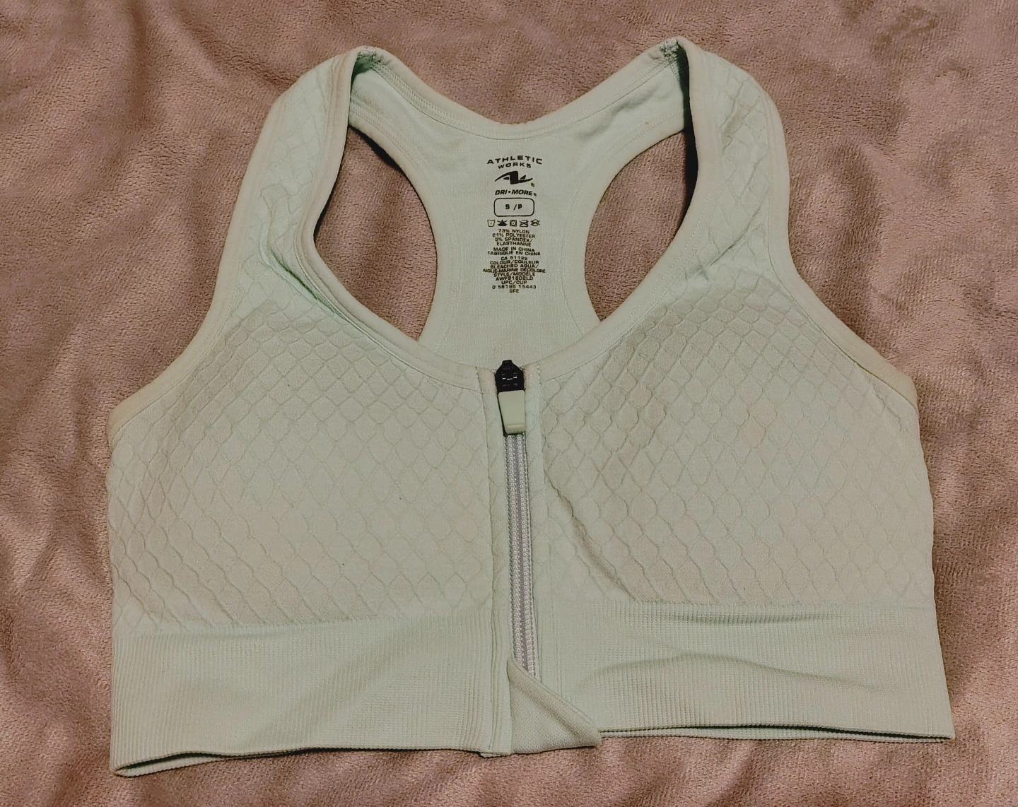 Athletic Works Women's Mint Green Zipper Sports Bra - S/P