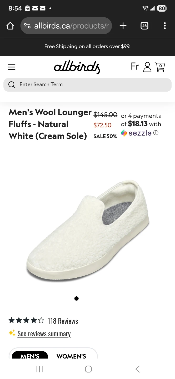Allbirds Men's Wool Lounger Fluffs Natural White Slippers 🏆