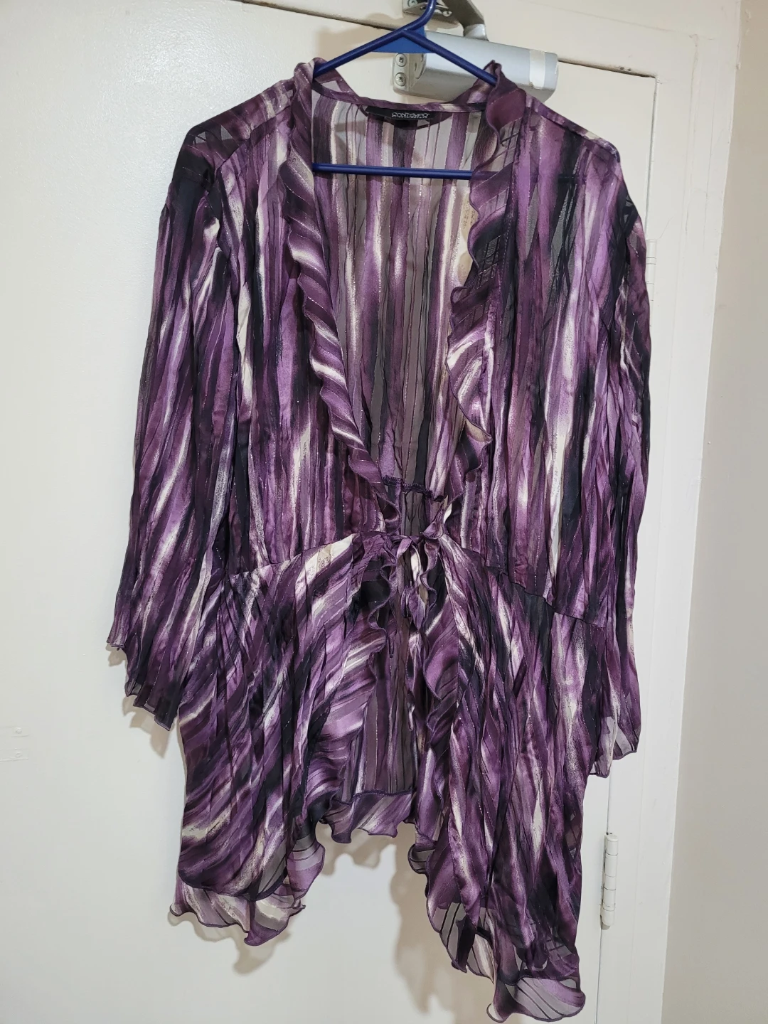 Purple Striped Polyester cover blouse