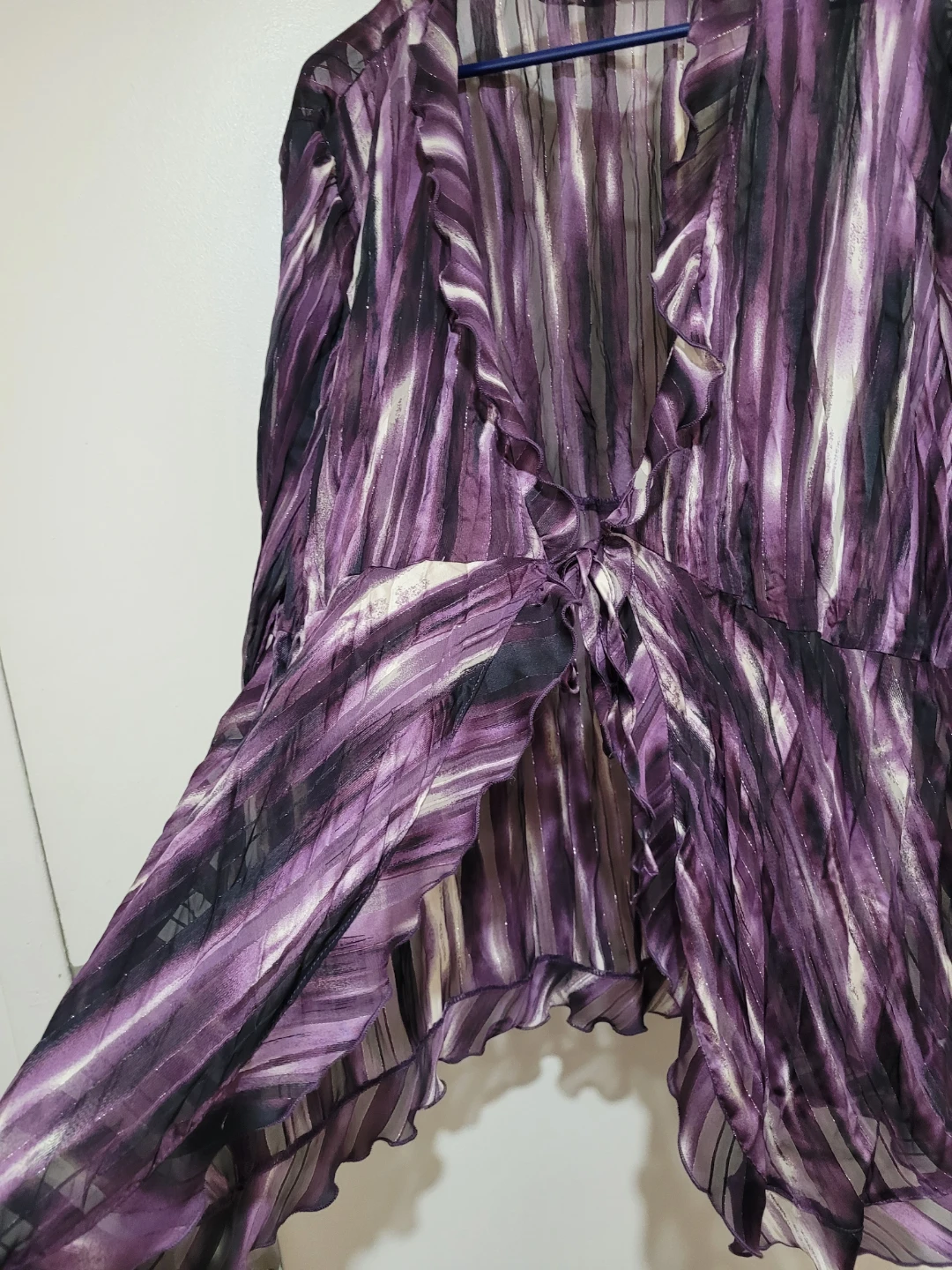 Purple Striped Polyester cover blouse - photo 2