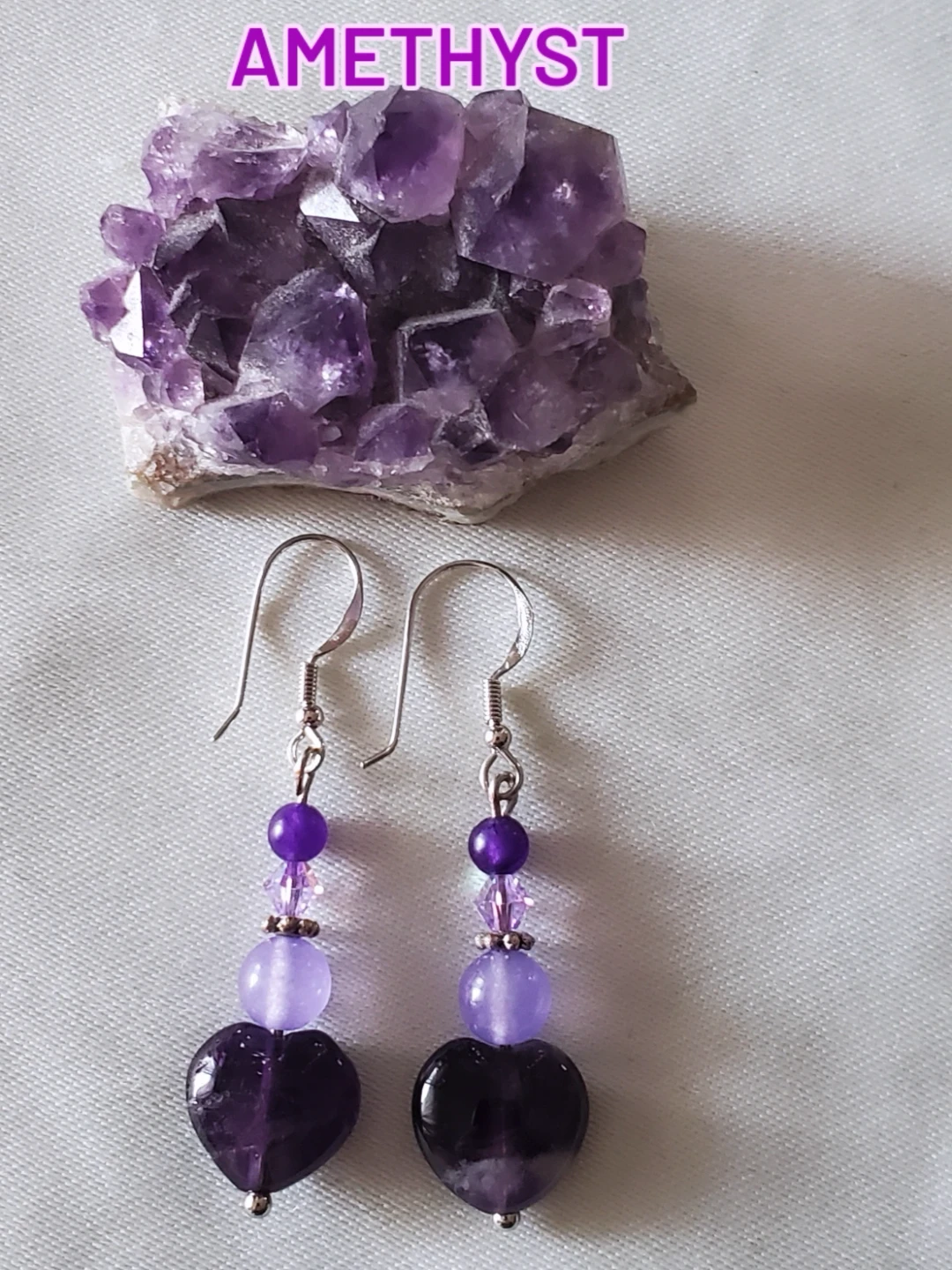 Amethyst Heart Earrings