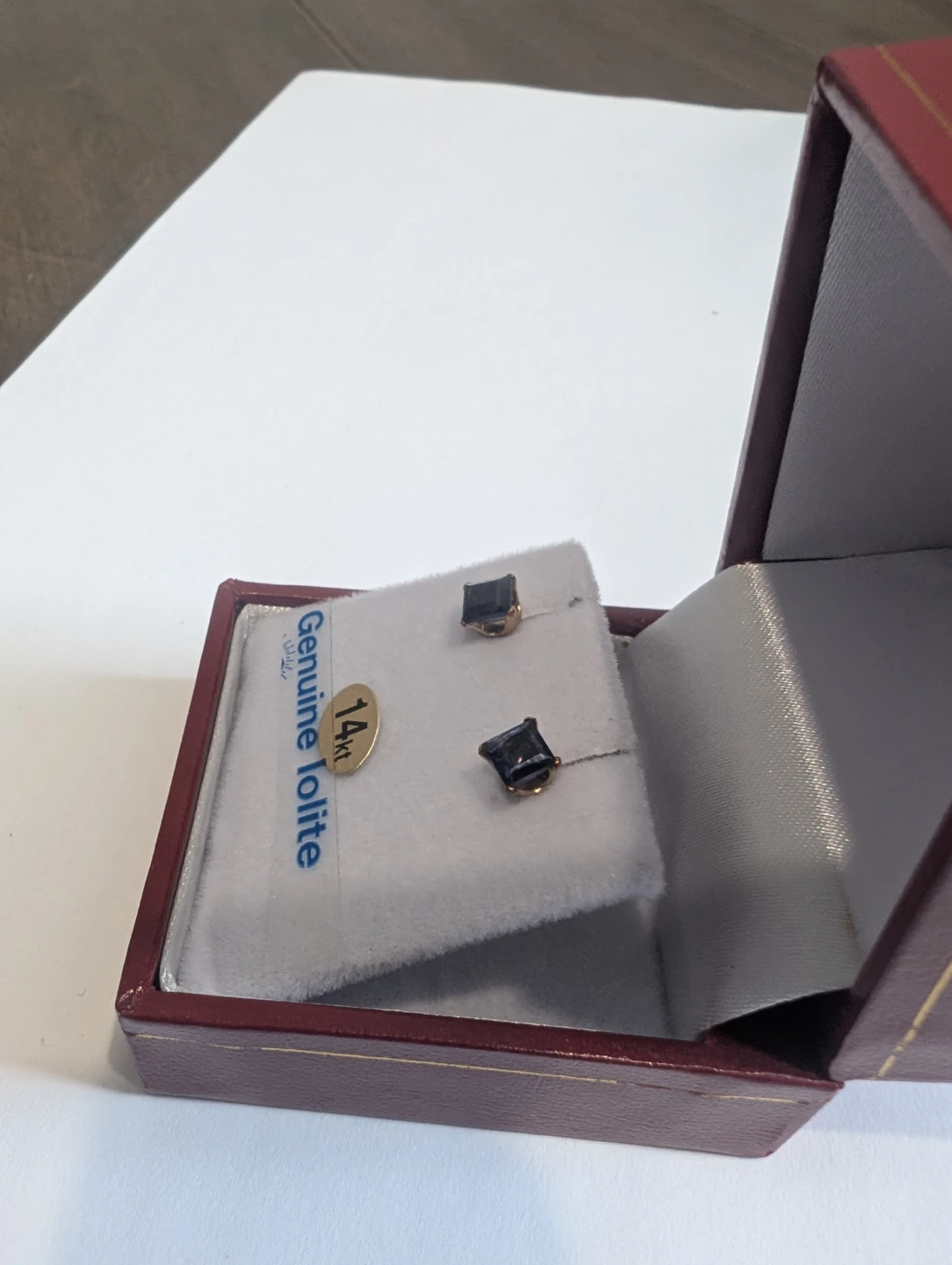 Brand New 14K Yellow Gold Iolite Earrings For Sale - photo 3