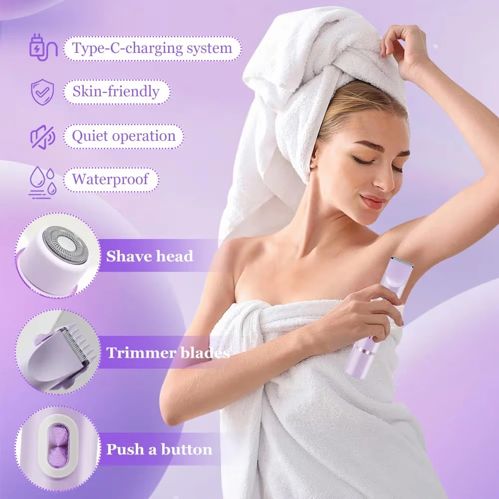 Rechargeable Electric Hair Remover for Women - Purple - photo 3