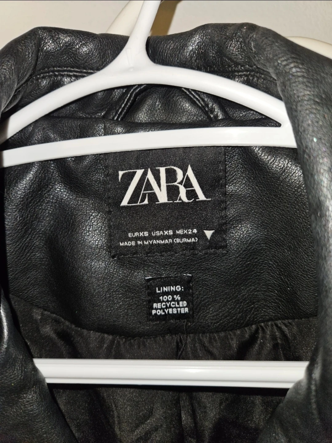 ZARA Black Faux Leather Moto Jacket - photo 3
