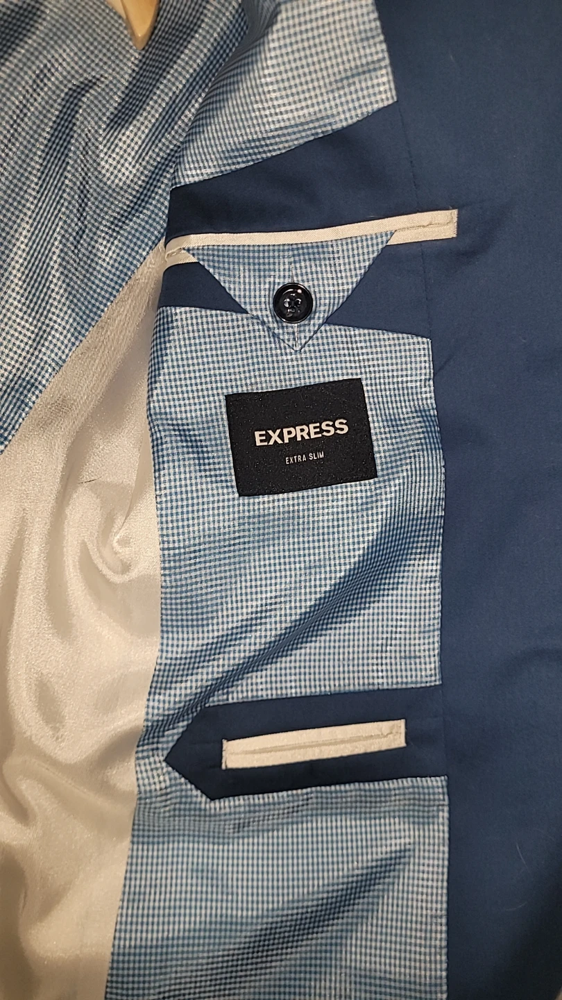 Express Extra Slim Blue Suit Jacket and Pants Set - photo 2