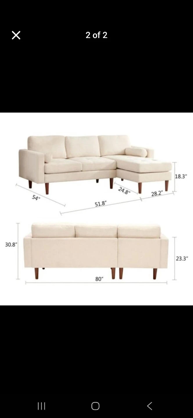 Cream Sectional Sofa with Chaise