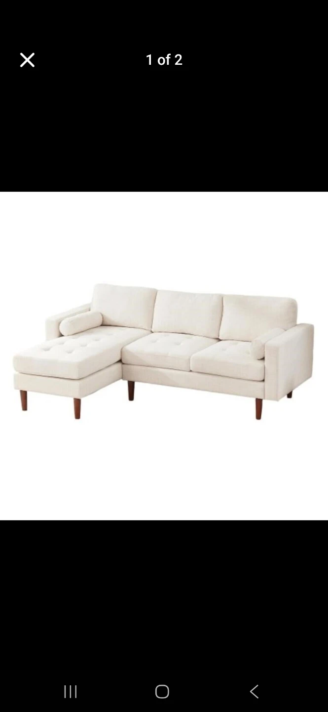 Cream Sectional Sofa with Chaise - photo 2