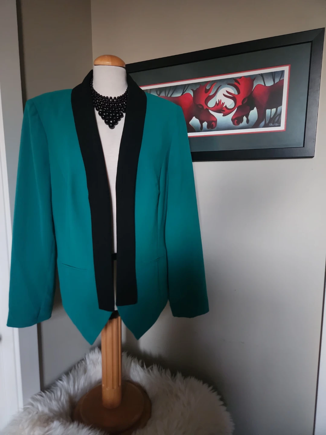 Plus size Nifty 90's Teal Blazer with Black Trim - photo 4