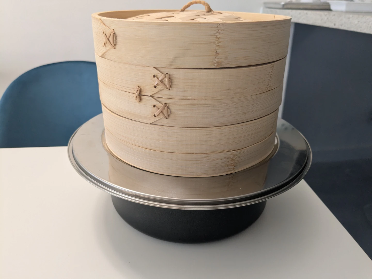 Bamboo Steamer Set with Stainless Steel Adapter Ring - photo 3