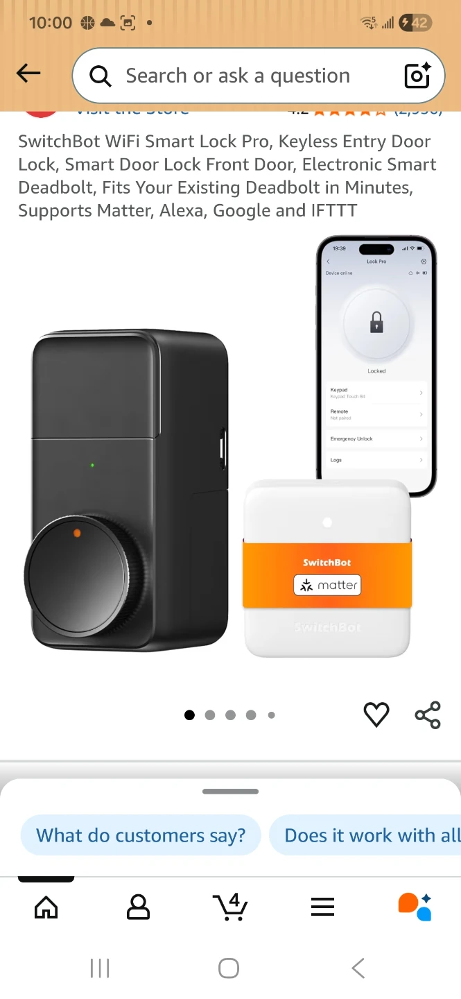 SwitchBot WiFi Smart Lock Pro - Black