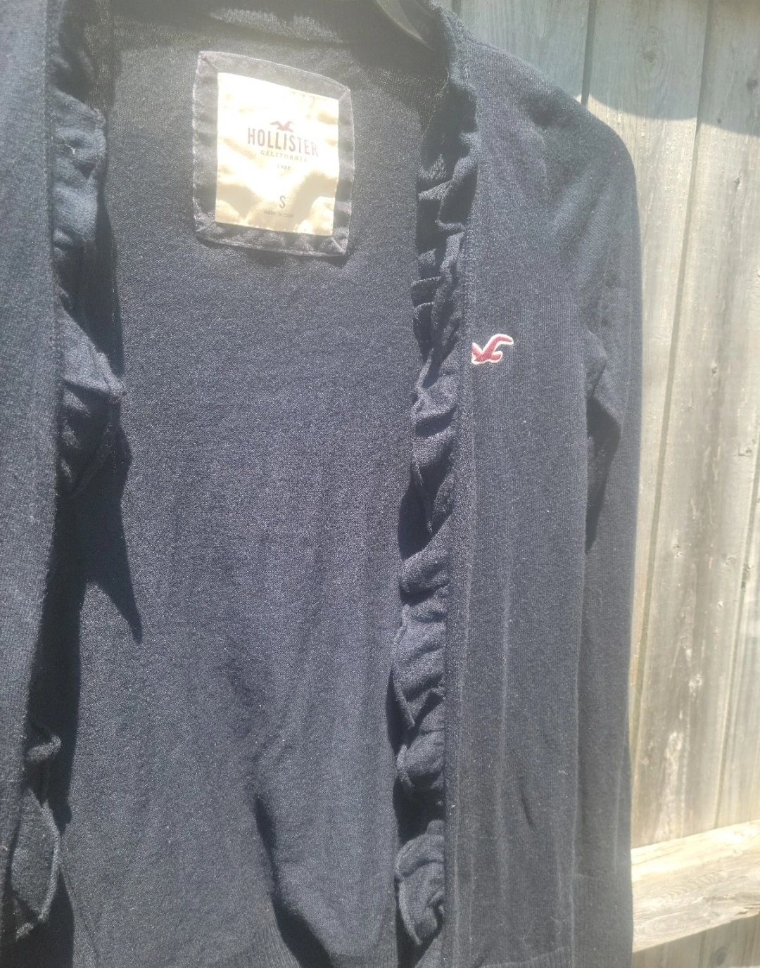 Hollister Navy Blue Ruffled Cardigan Size S