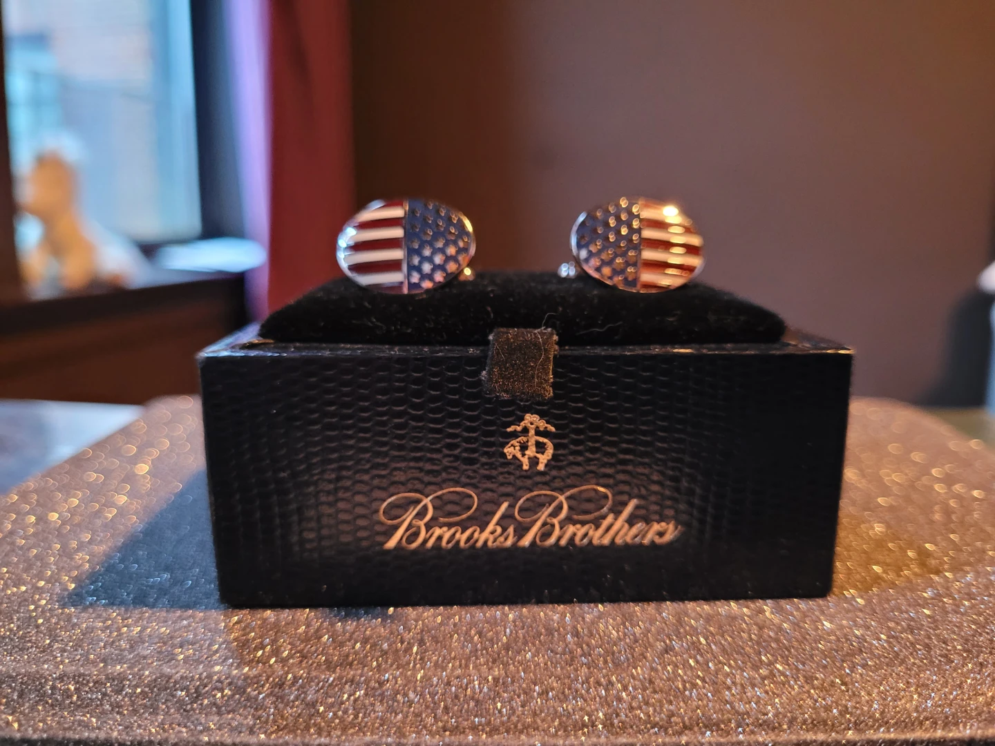 Brooks Brothers Sterling Silver American Flag Cufflinks