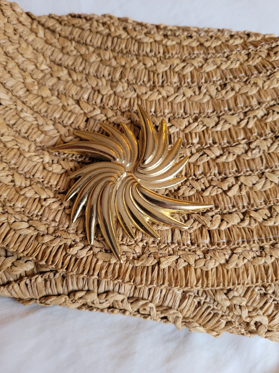 🏆Chanel-look Straw Clutch with Gold Chain and Brooch 🔥 - photo 5