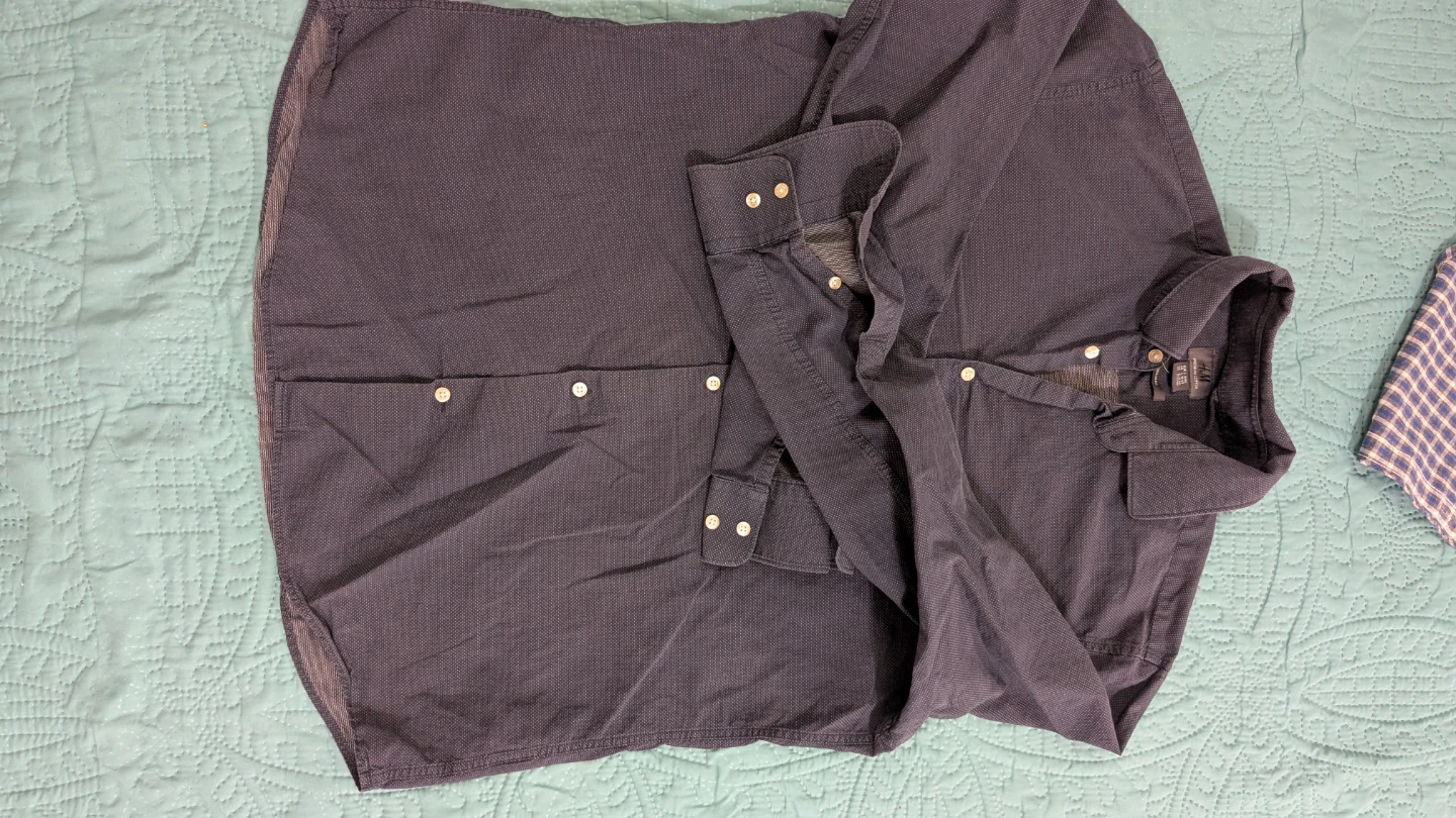 H&M Premium Cotton Dark Blue Dot Shirt - photo 3