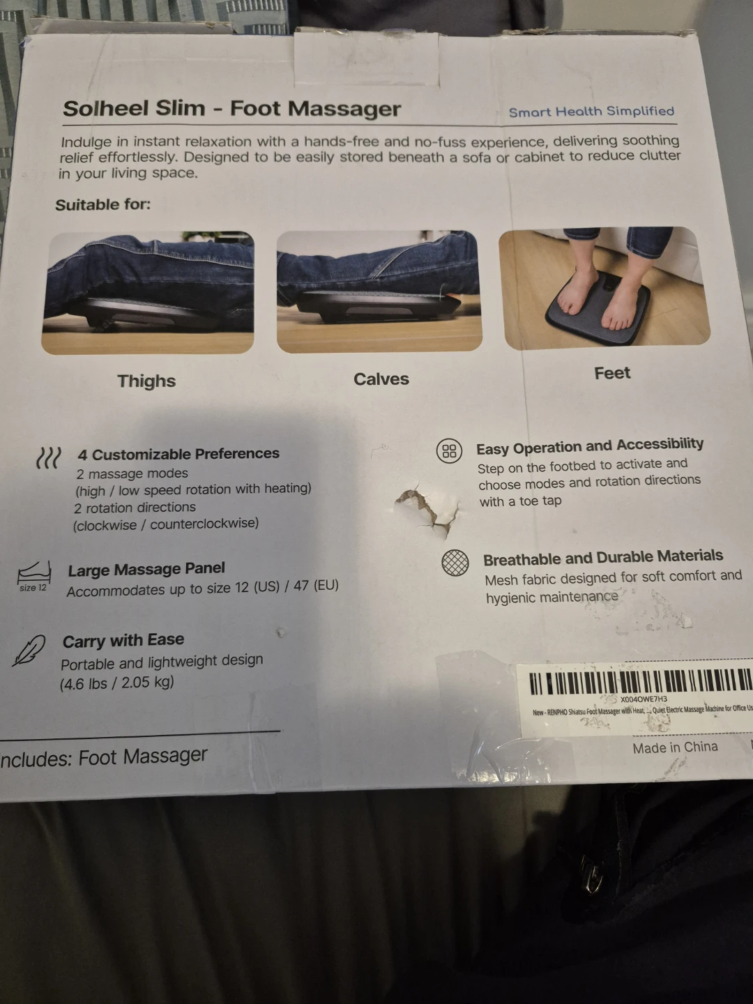 RENPHO Solheel Slim Foot Massager with Heat - photo 2