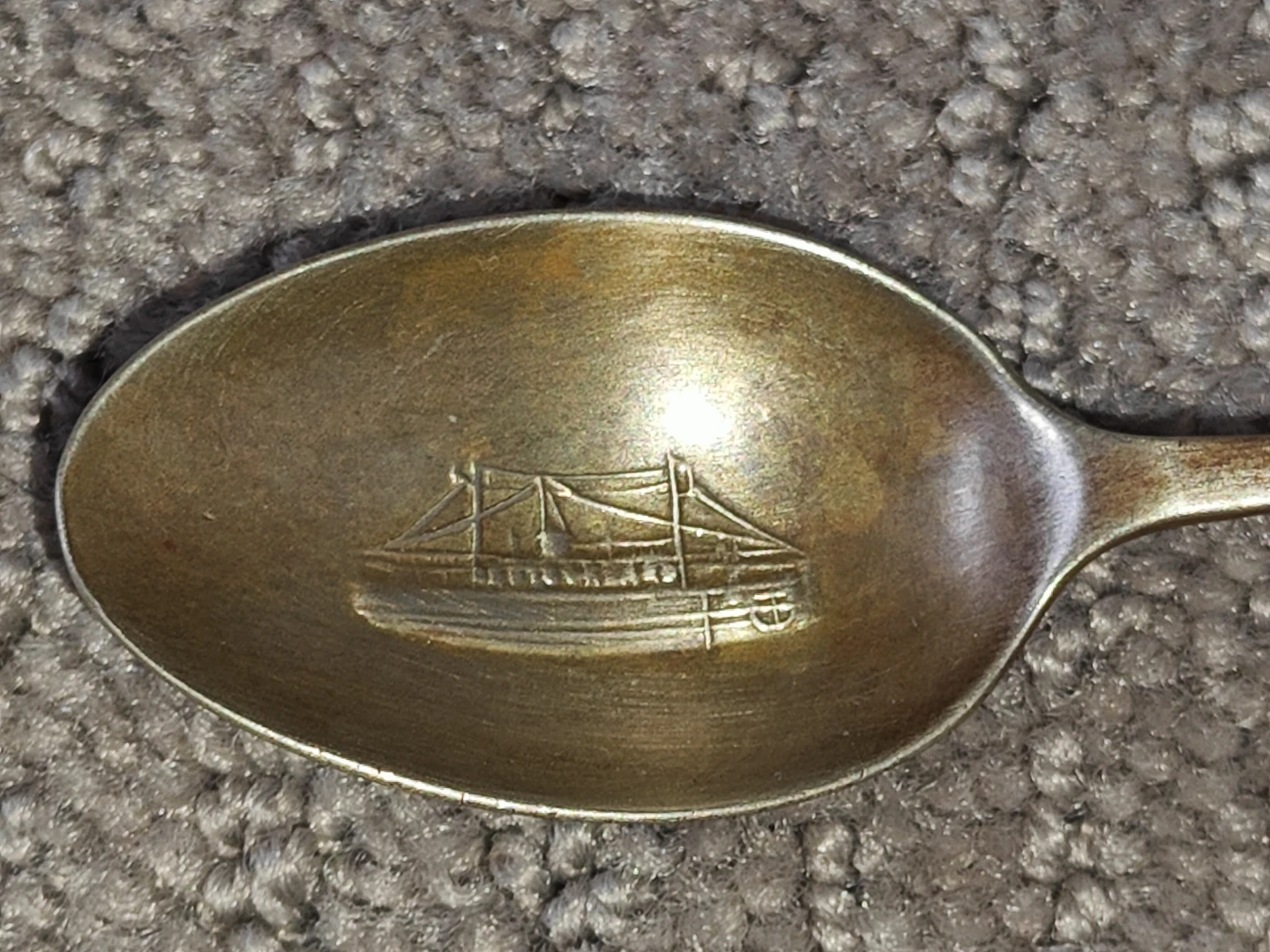 Vintage EPNS Silver Plated Souvenir Teaspoon Emboss Ship Design - photo 3