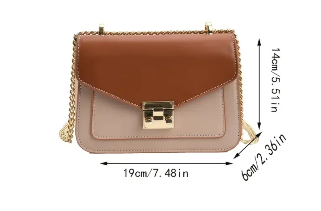 Two-Tone Chain Shoulder Bag - Brown and Beige. Still new