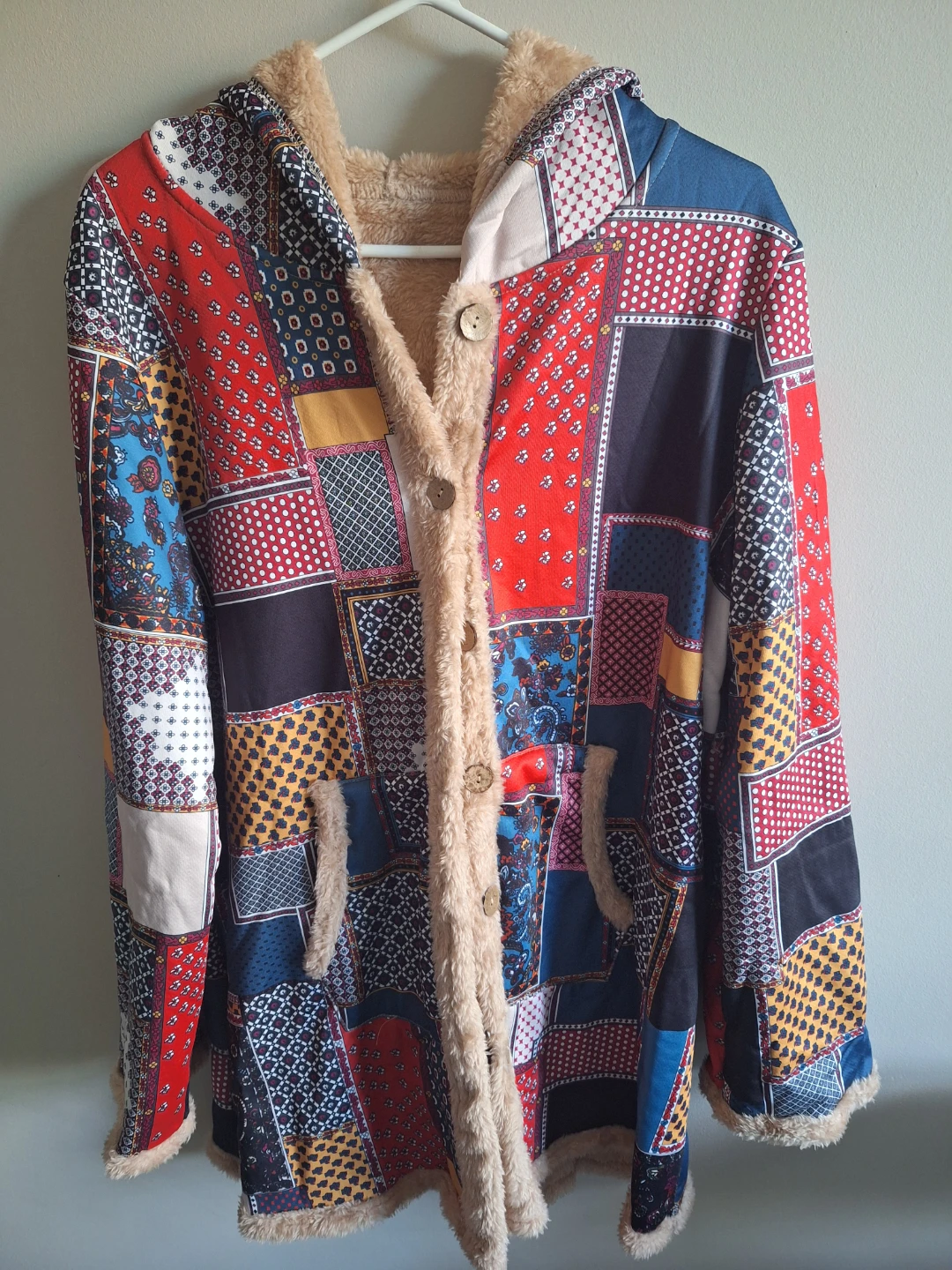 NEW Cute Patchwork Fleece Lined Hooded Jacket