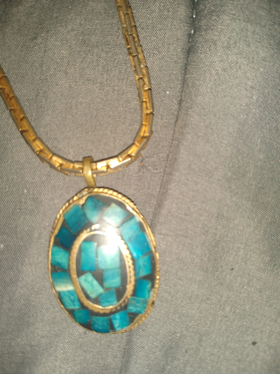 Beautiful gold chain and turquoise pendant - photo 5