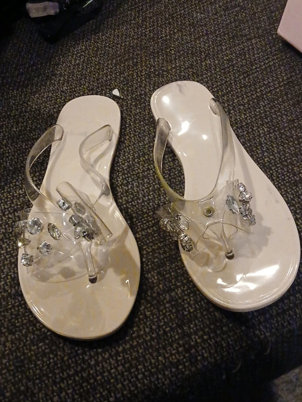 Akira Women's Jelly Thong Sandals with Rhinestones