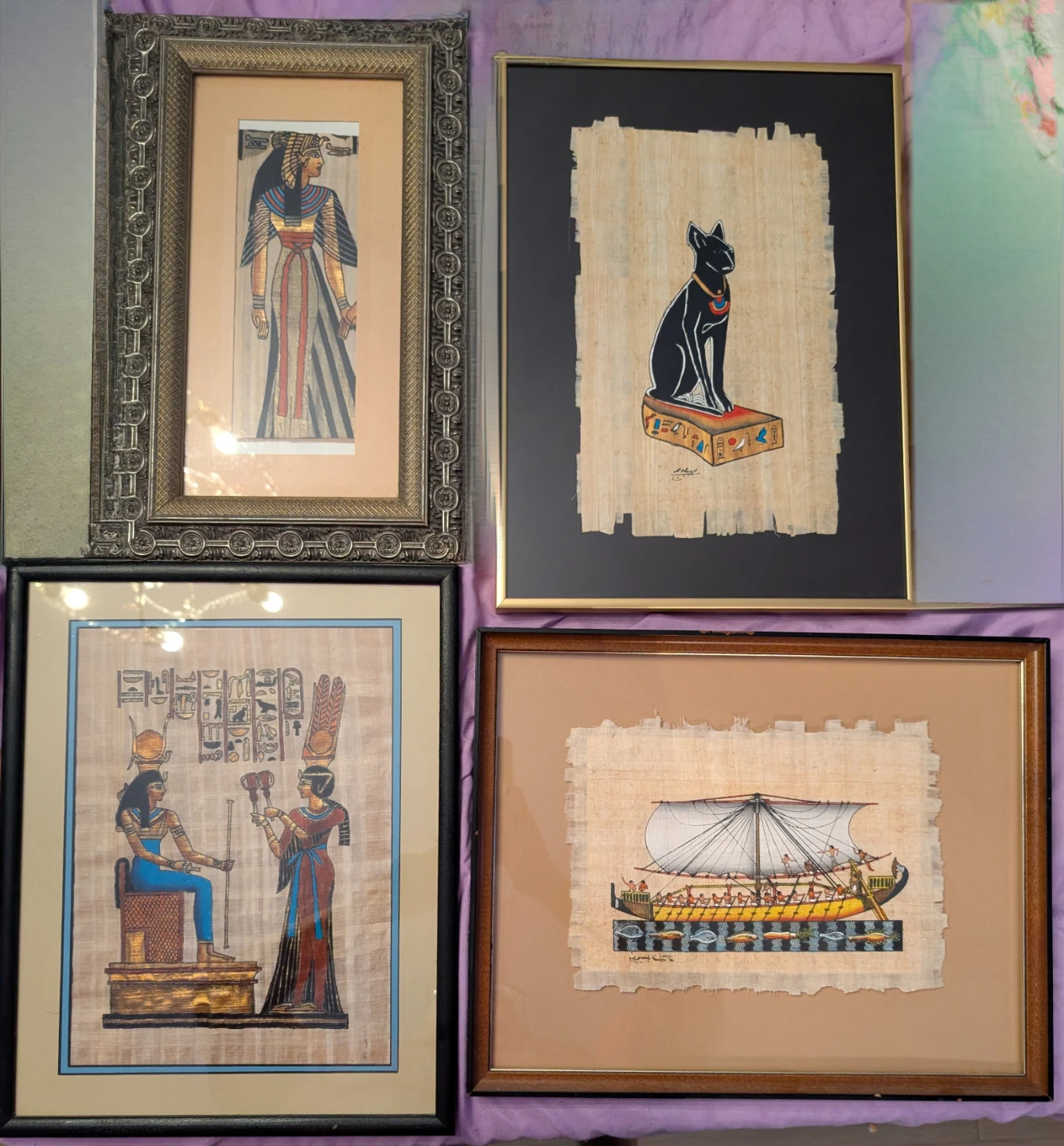 Framed Egyptian Papyrus Art Lot