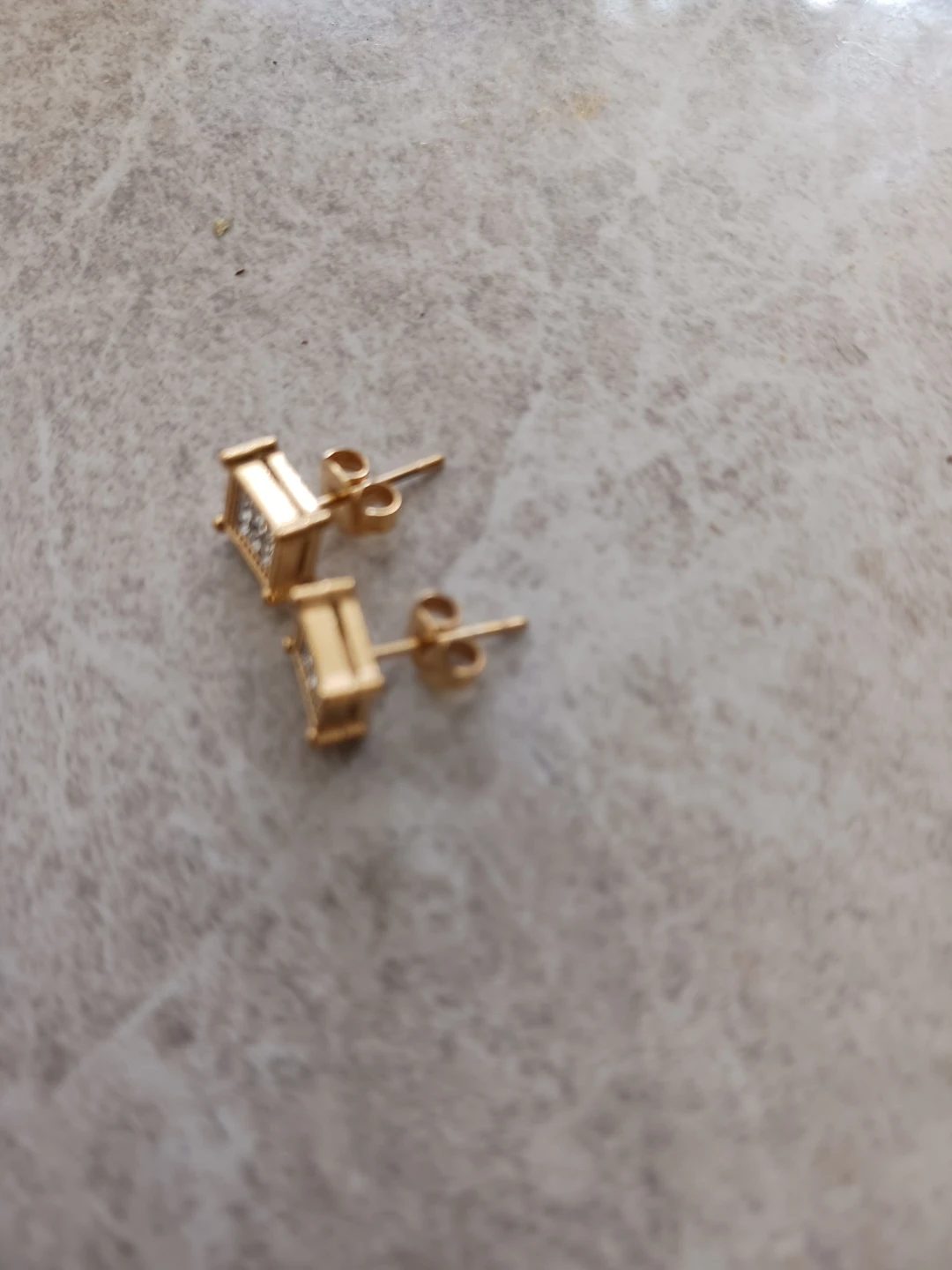 STAINLESS STEEL Square Stud Earrings with Clear Stones - photo 2