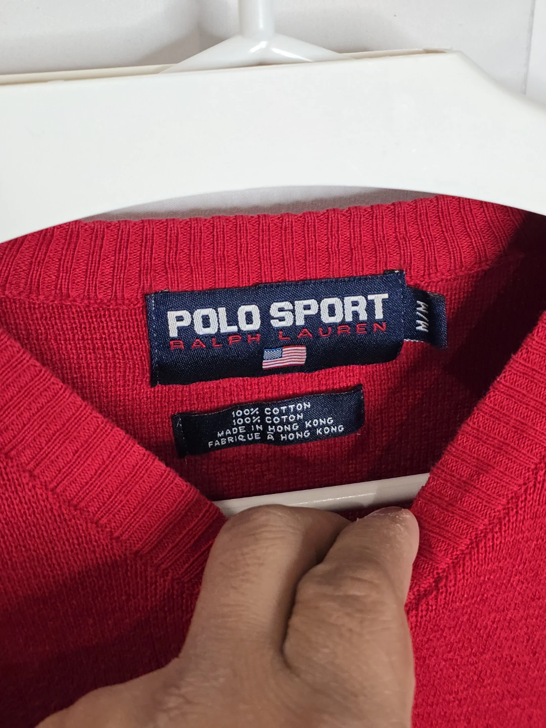Vintage 90s  Polo Sport Ralph Lauren Red V-Neck Sweater - photo 2