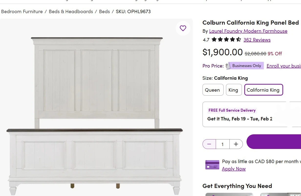 California King Wooden Panel Bed Frame with box spring - photo 4
