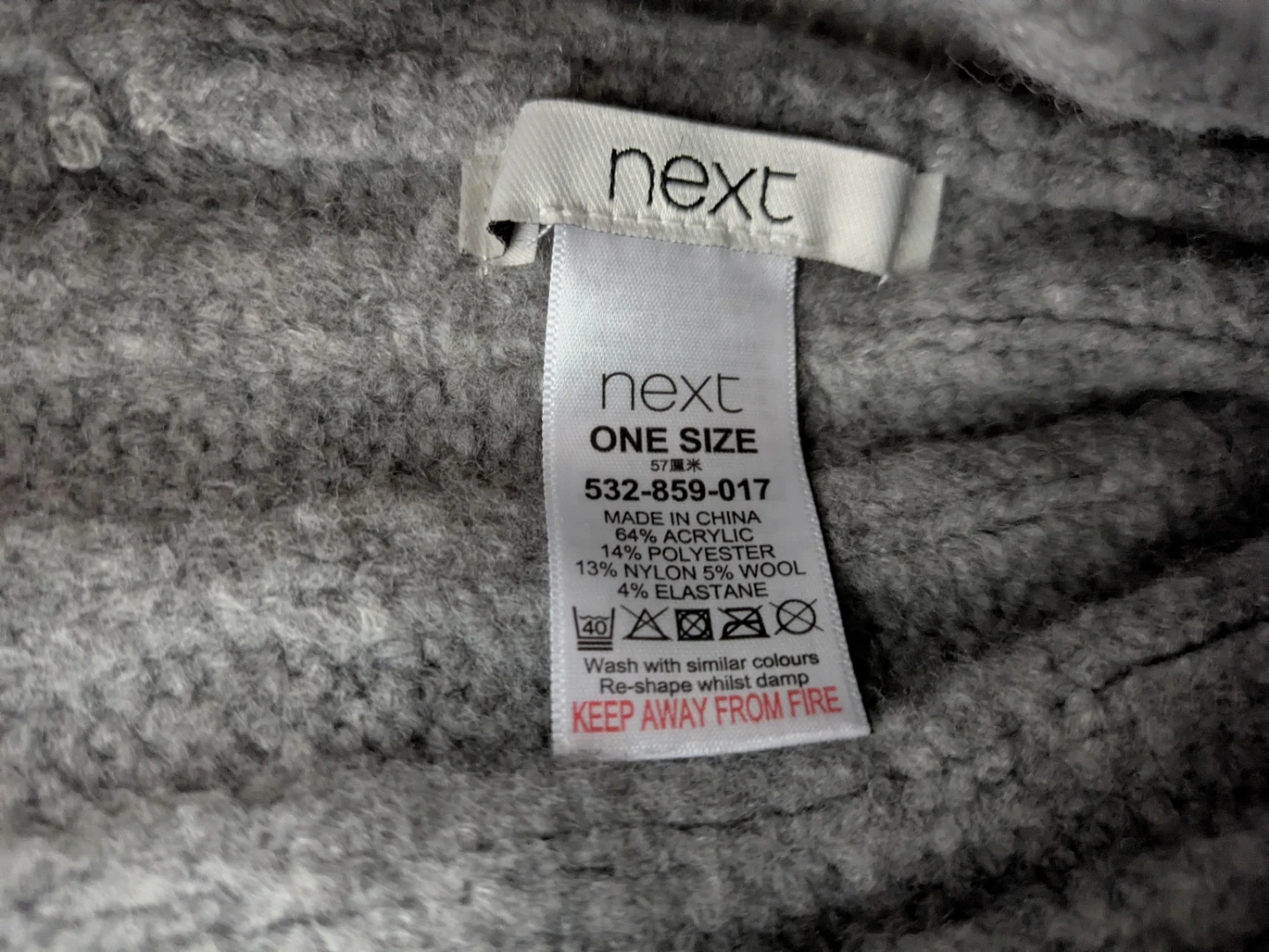 NEXT Grey Ribbed Knit Beanie Hat - photo 2