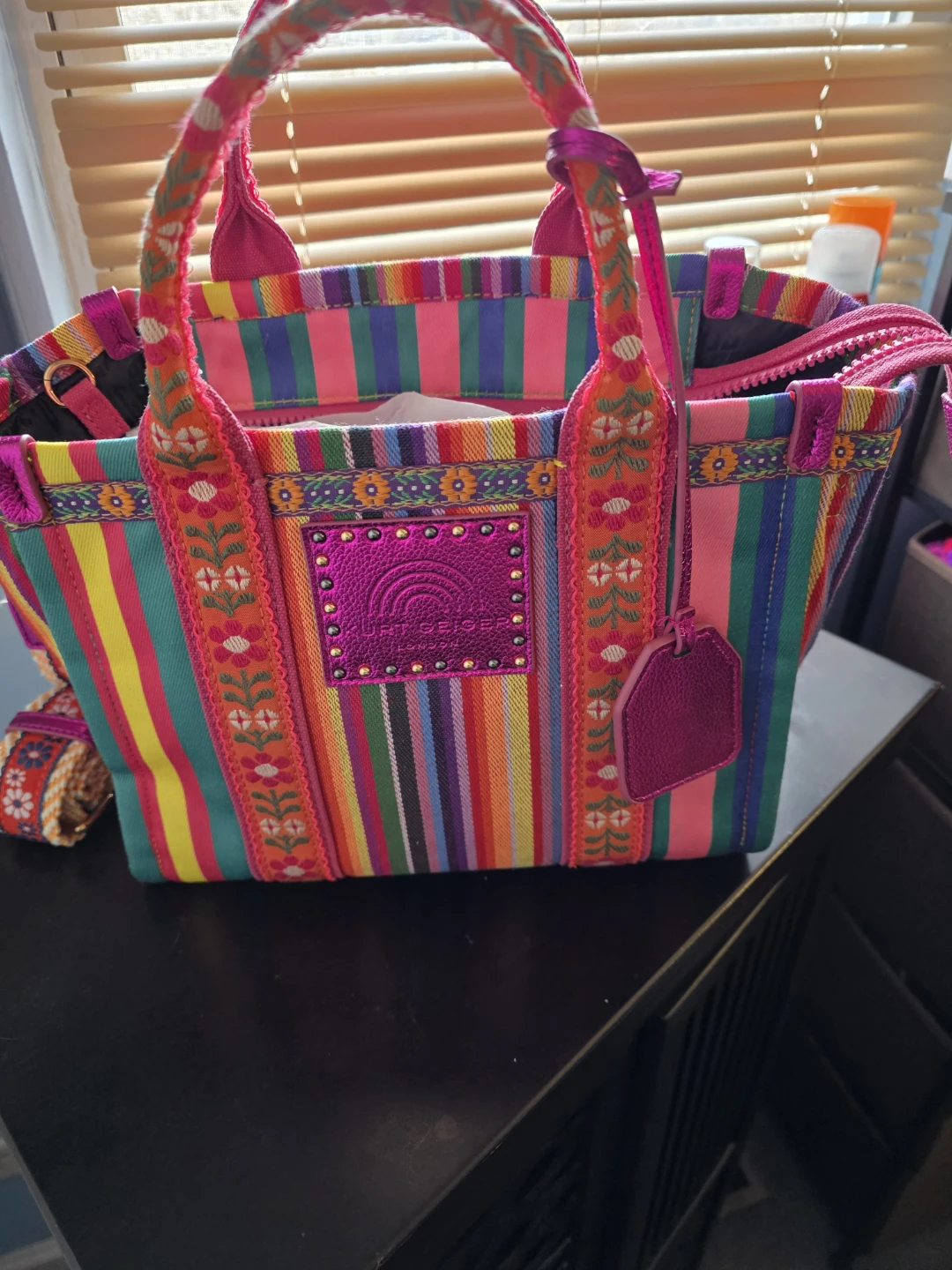 Kurt Geiger Rainbow Striped Tote Bag