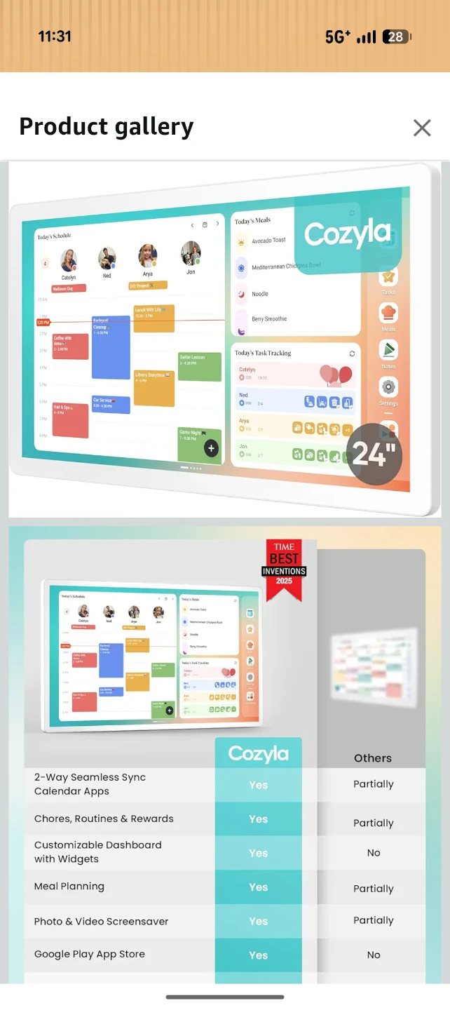 Cozyla Digital Calendar 24"