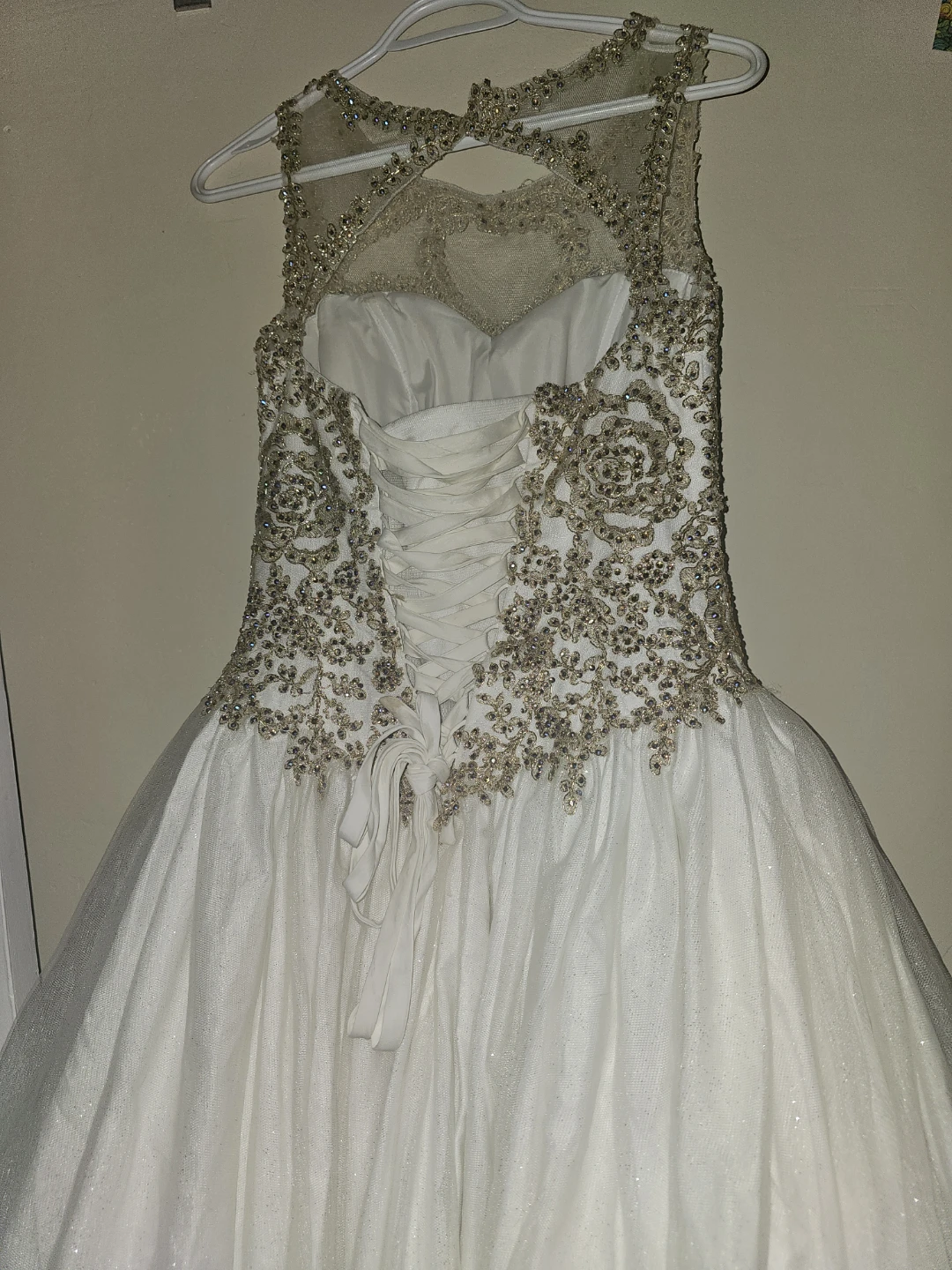 White and Gold Embellished wedding dress - photo 2