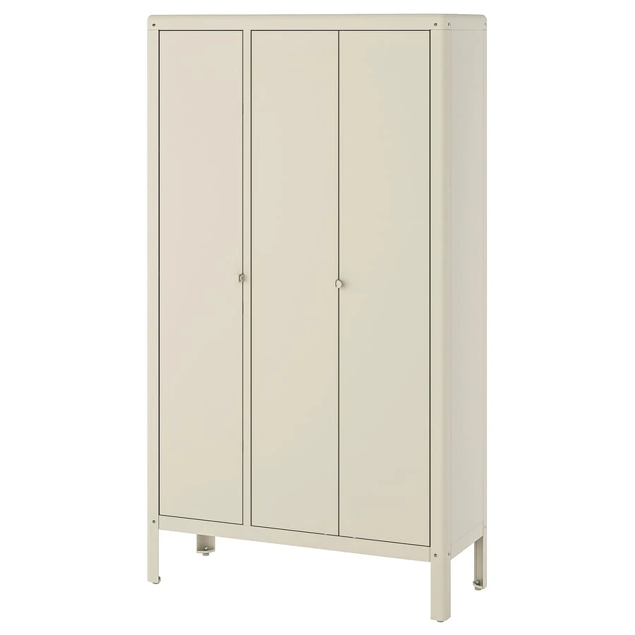 Cream coloured metal storage cabinet with double doors - photo 4