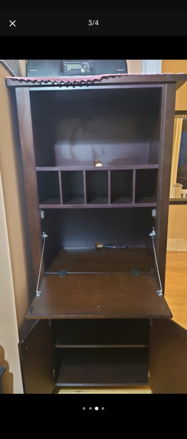 Tall Dark Brown Secretary Desk with Hutch - photo 2