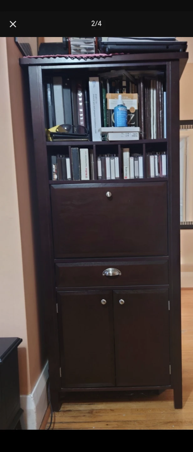 Tall Dark Brown Secretary Desk with Hutch - photo 3