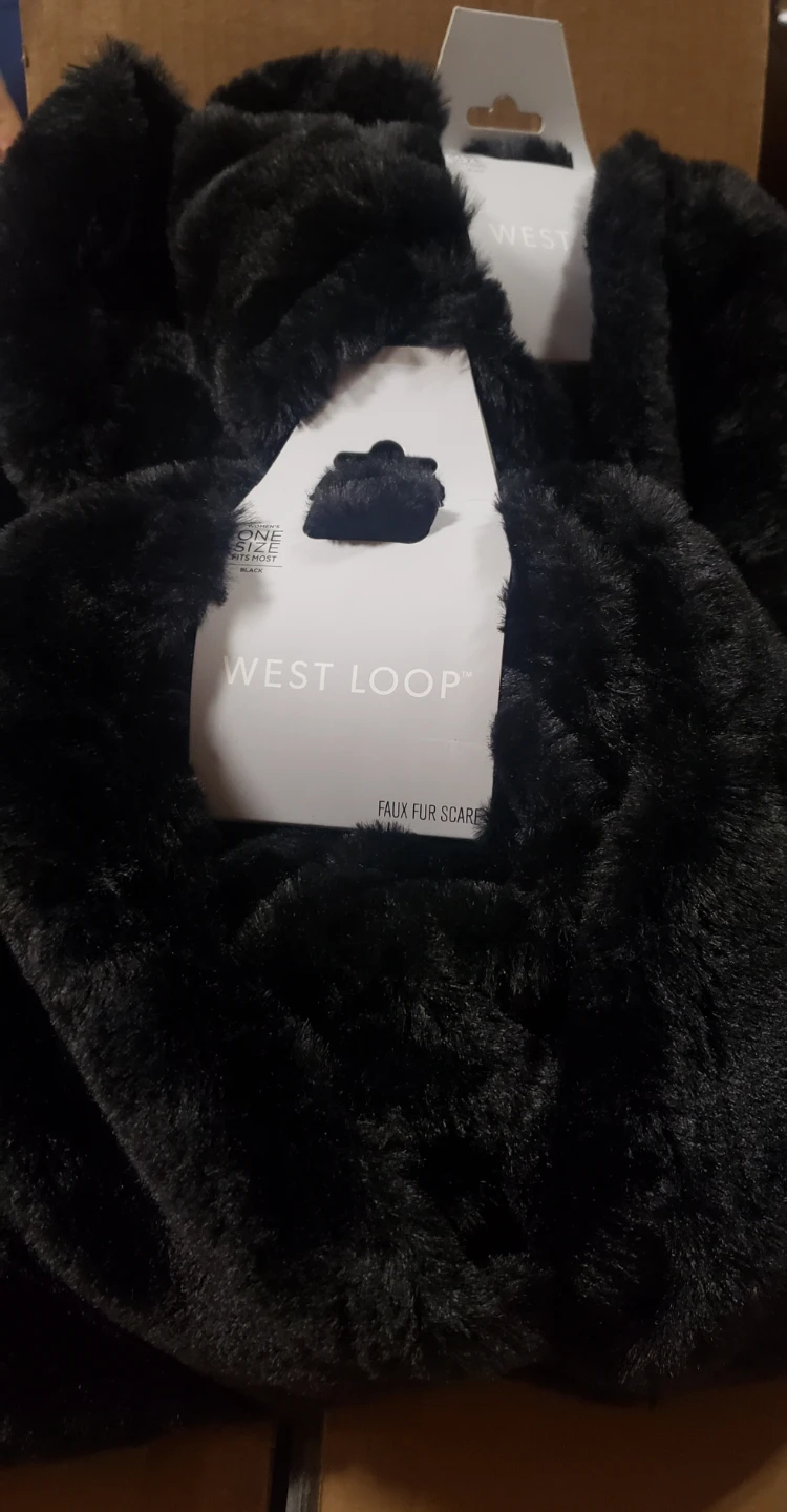 🥕Set of 2 West Loop Faux Fur Scarf - Black🥕