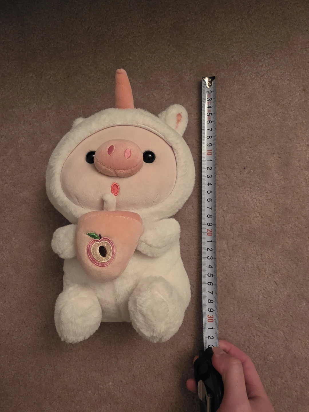 Plush Toy Unicorn Pig with Peach Drink