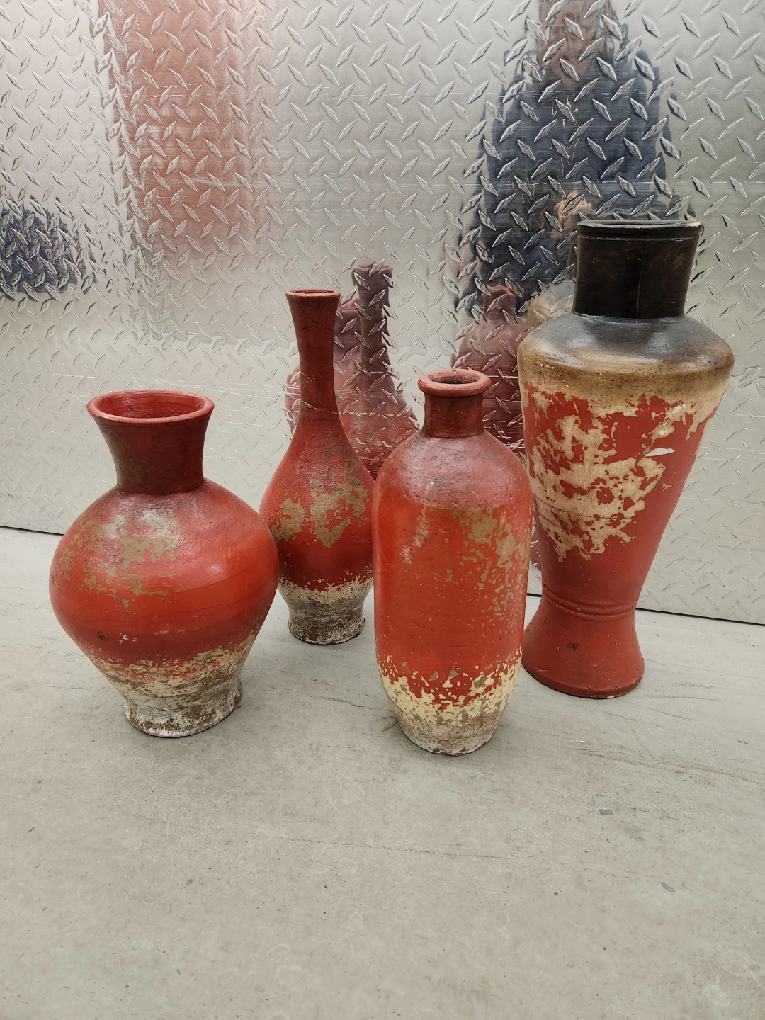 Set of 4 Red Vases