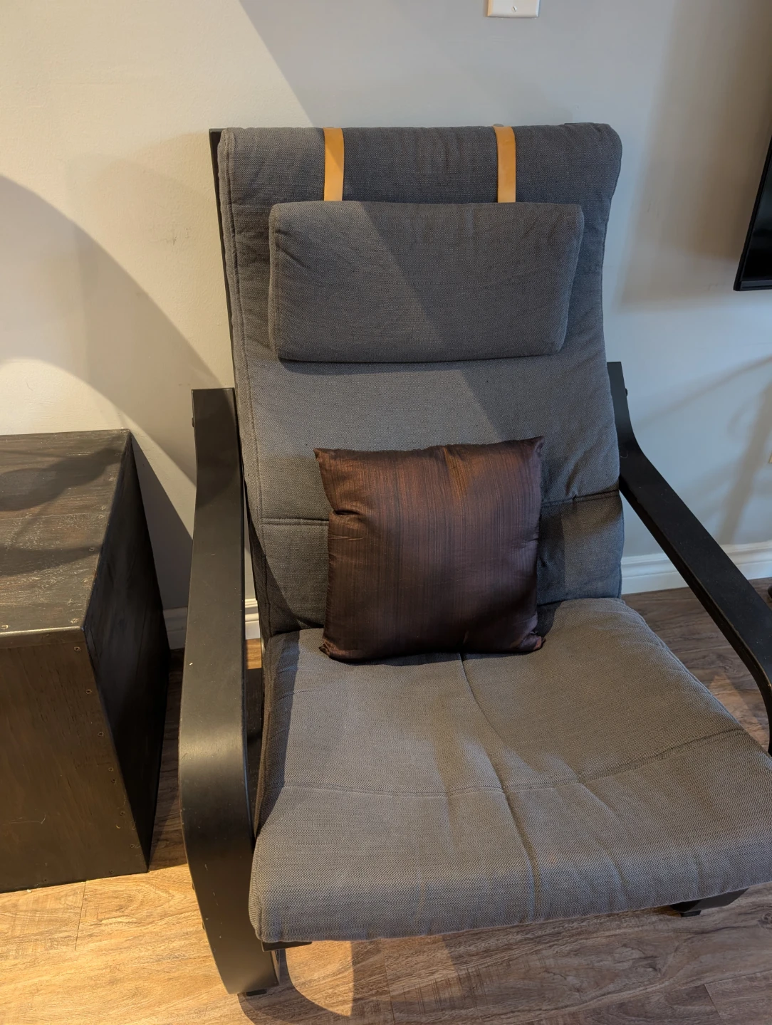 Grey Recliner Chair with Headrest and Accent Pillow - photo 2